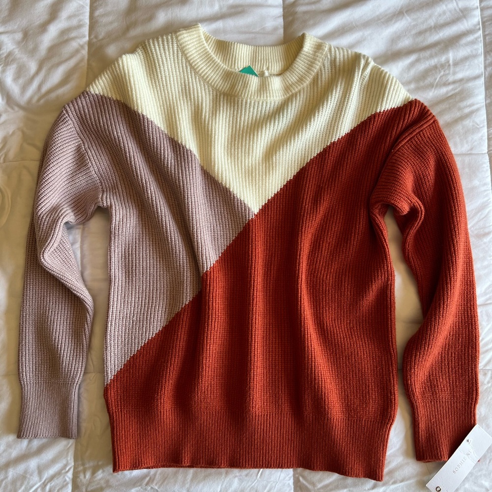 XS cozy, fall colorblock pullover sweater